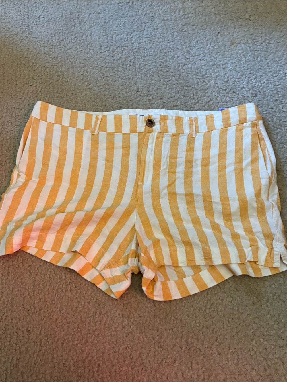 Old Navy Linen Yellow and White Striped Bermuda Shorts